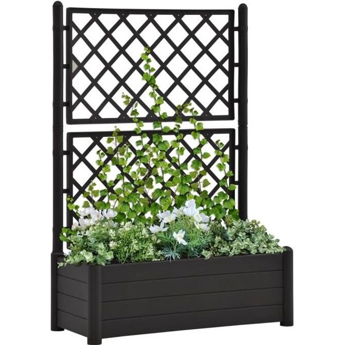 vidaXL Jardinière avec treillis 100x43x142 cm PP Anthracite