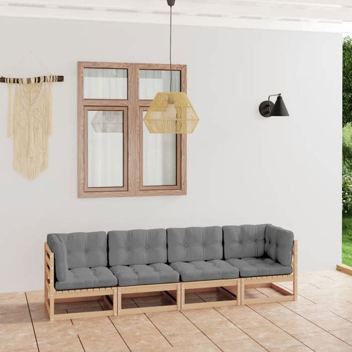 vidaXL Canapé 4 places jardin - vue 4