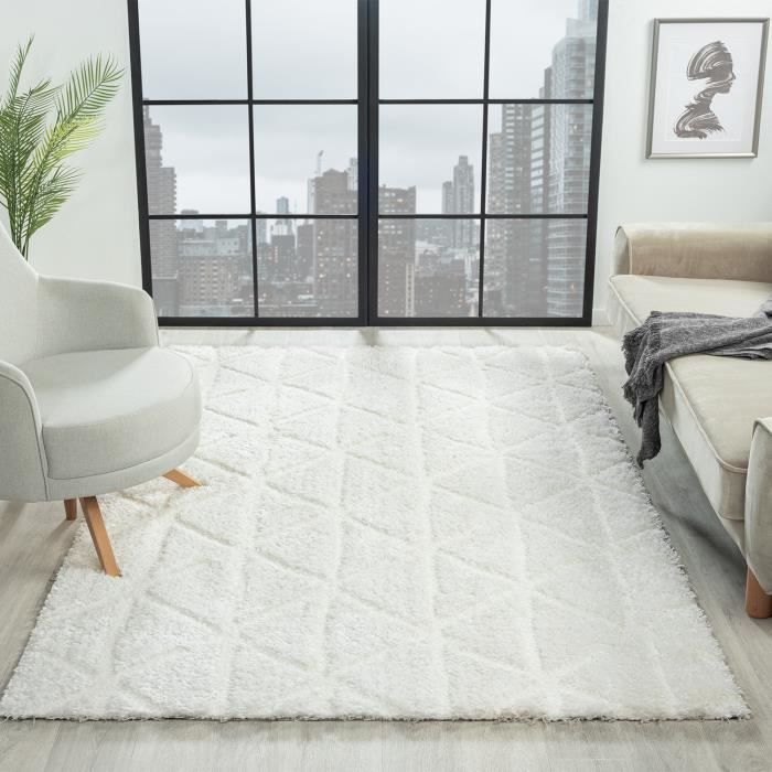 Tapis Blanc Poils Longs