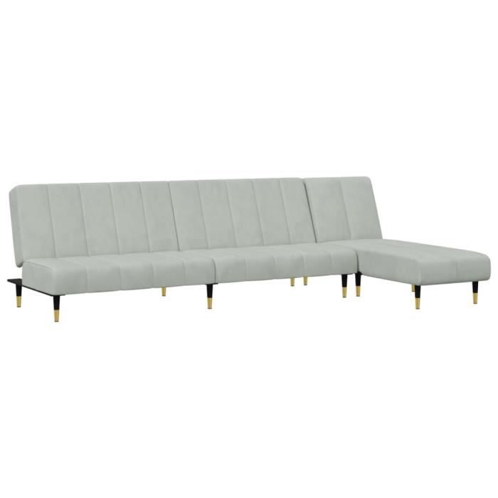 Canapé Convertible Multifonctionnel Deux Places Dossier Réglable Accoudoirs Plusieurs Positions Pliant Revêtement Velours Espace Couchage Généreux Gris
