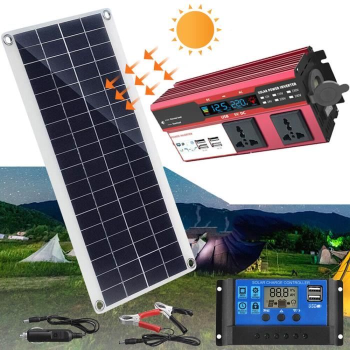 Panneaux Solaires 80W 220V avec Onduleur Solaire Et Contrôleur Intelligent Chargeur de Batterie Kit pour Bateau de Yacht Extérieur