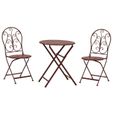 Table et chaises de jardin en métal laqué rouge-1