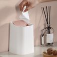 Petite Poubelle de Table, Mini Poubelle de Bureau Cuisine en Design Plastique,Push Top Trash Can Rubbish Waste Dust Bin (Blanc)-1