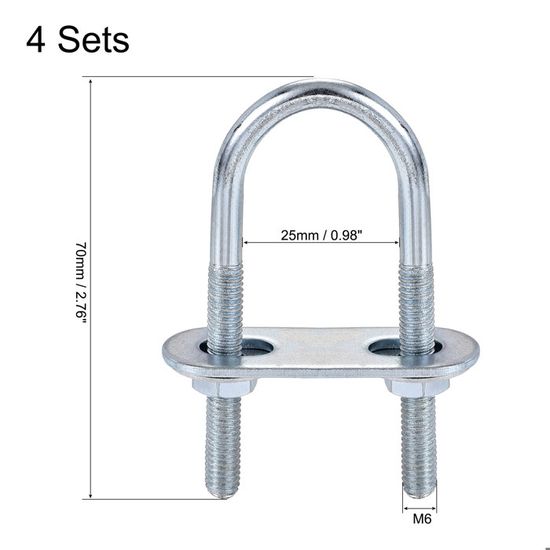 U-Boulon 2 Ensembles Acier Inox 304 - 29mm Interne Largeur 47mm Longueur M6 - Neuf Marque Uxcell