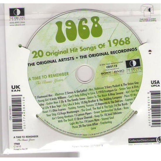 Cd Carte Anniversaire 1968 Achat Cd Cd Compilation Pas Cher Cd Carte Anniversaire 1968 Achat Cd Cd Compilation Pas Cher
