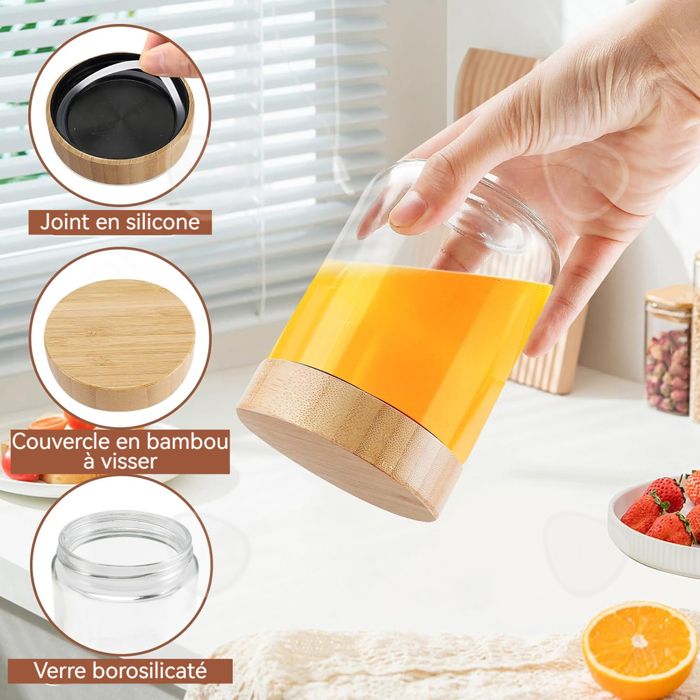 2 Bocaux En Verre 2 Litres Avec Couvercle Hermétique - Rangement Cuisine Transparent
