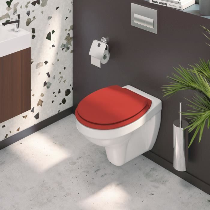 Abattant WC ALLIBERT BATH DESIGN ATLAS Bois compresse Rouge Universel Reglable Cdiscount Bricolage