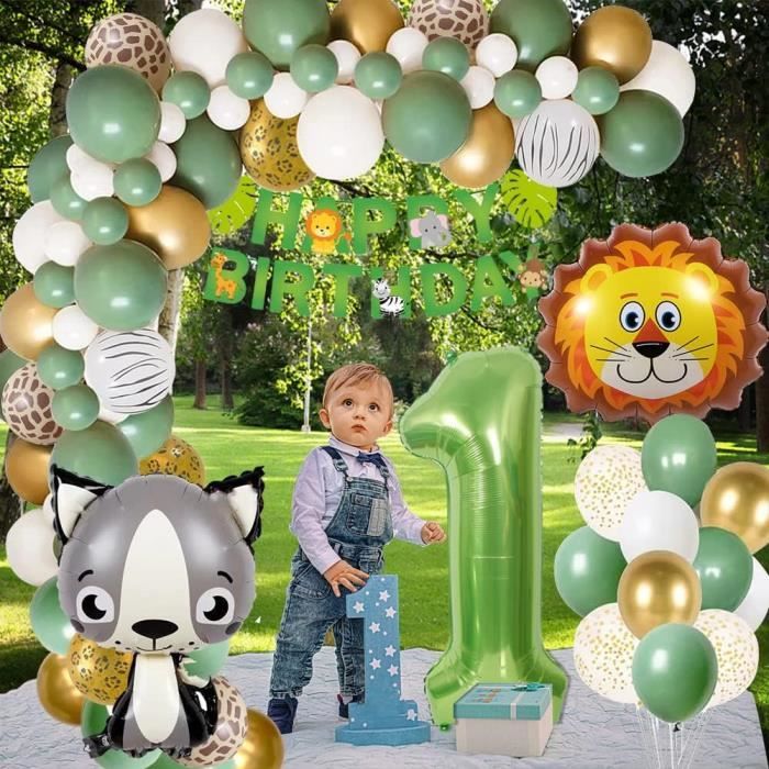 Décoration anniversaire 3 ans - Thema jungle - 36 pièces