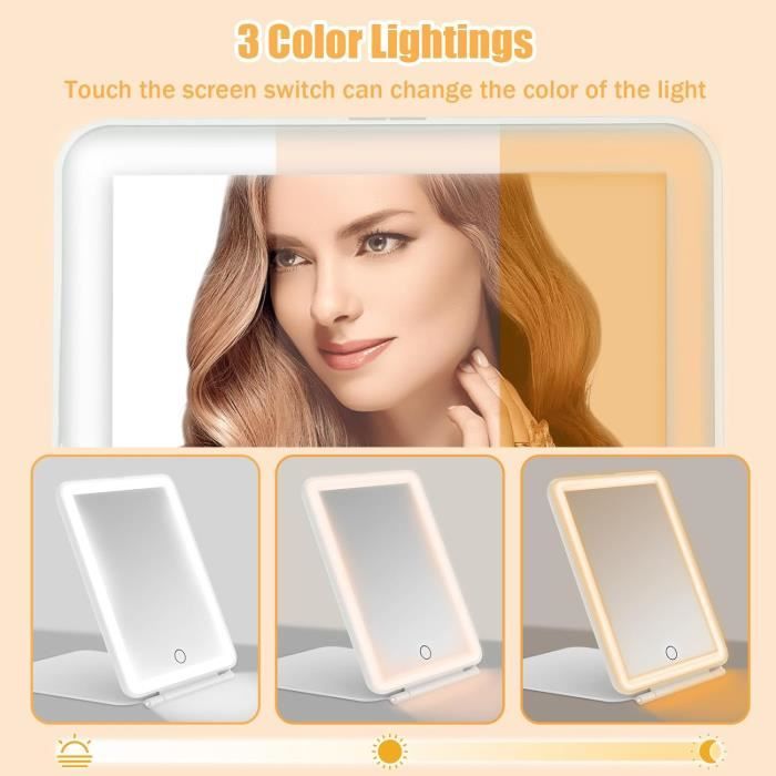 Miroir De Maquillage Avec éclairage, De Table, 30 X 25 Cm, Rotatif à