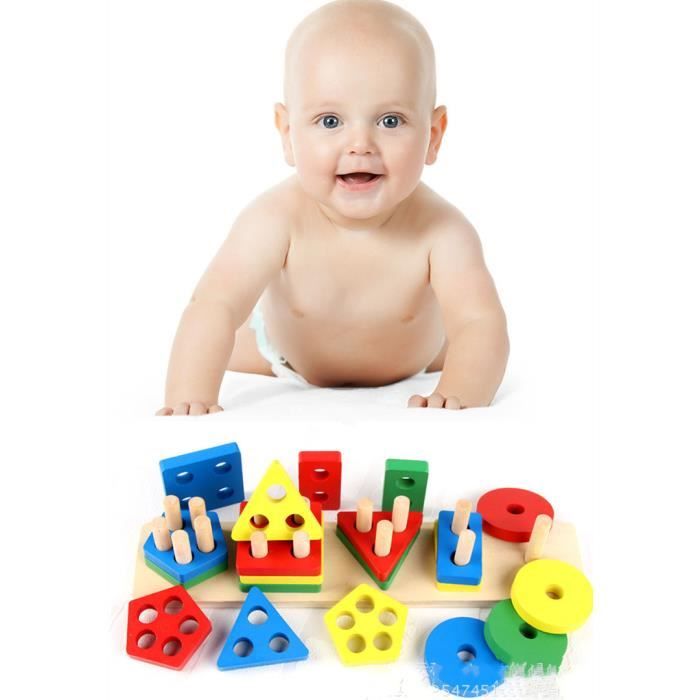 Puzzle En Bois Formes Géométriques Montessori - Jeu Éducatif Couleurs Et Formes Pour Enfants 2-6 Ans - Développe Motricité Et Cognition
