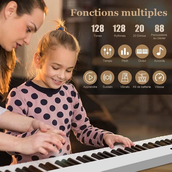 Piano numérique électrique droit de PVC de clavier tactile standard de 88 touche Piano numérique électrique droit de PVC de clavier tactile standard de 88 touche