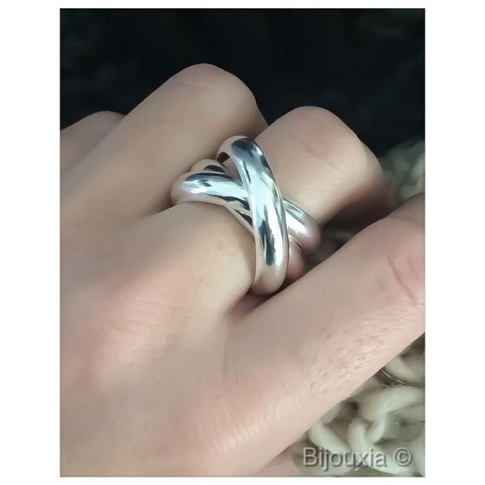 Bague Large 3 Anneaux Entrelaces Epais Argent Massif Argent Achat Vente bague anneau Argent Cdiscount