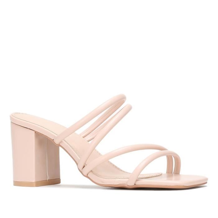 Sandale a talon carré beige new arrivals