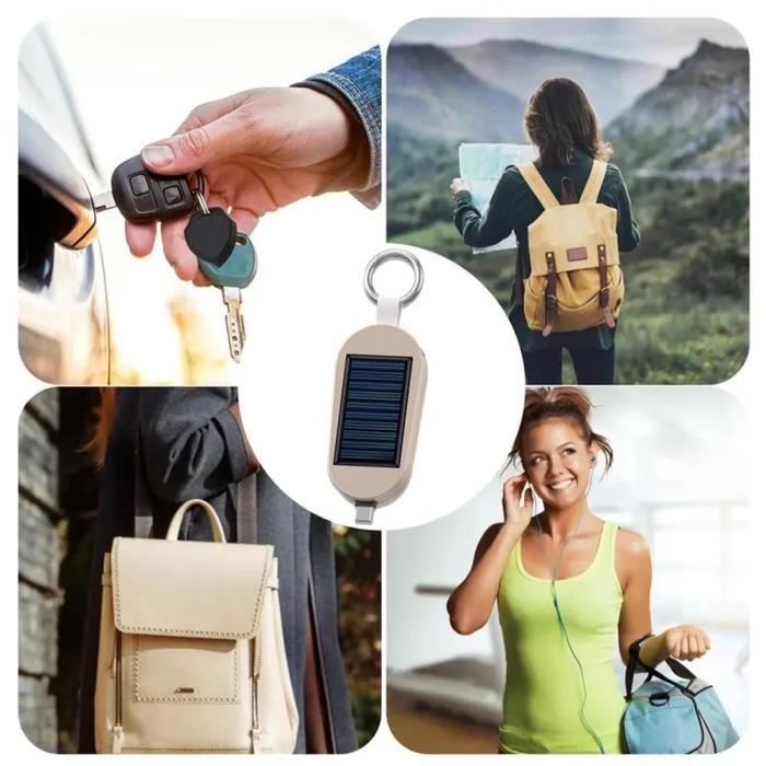 Batterie Solaire De Poche 3000mAh Avec Lampe LED - Chargeur Type-C Et Sans Fil, Porte-clés | Parfait Pour Voyages, Randonnée