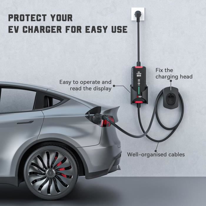 Support Mural Pour Boîtier De Chargeur De Voiture Électrique – En ABS – 14x14x15 Cm – Rangement Câble EV