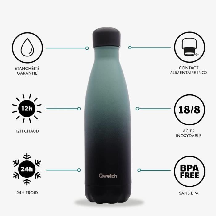Qwetch - Bouteille Isotherme Granite Rouge 500ml - Gourde Nomade