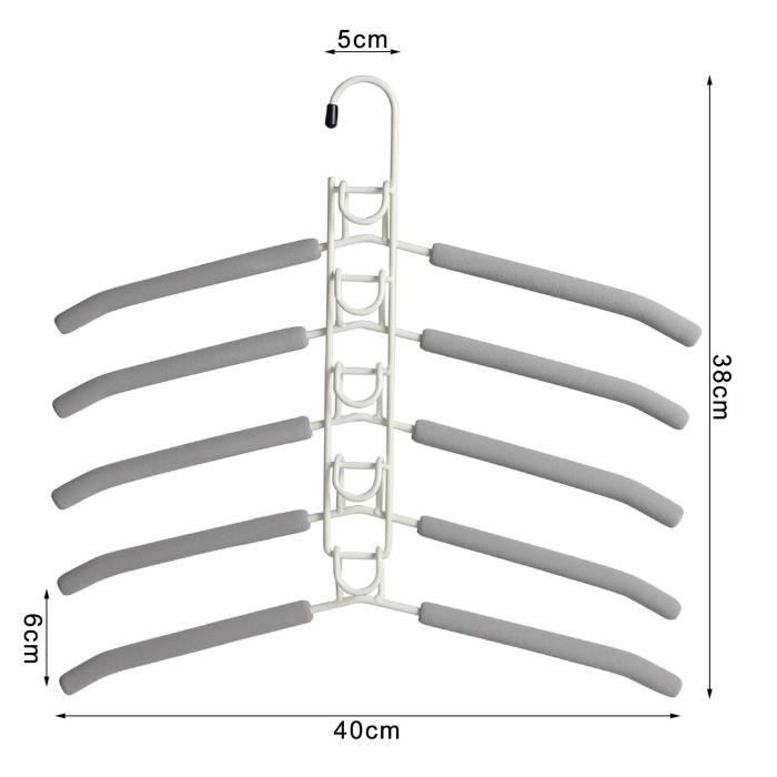 Cintre Pliable Multicouche Antidérapant - Gain De Place Pour Placard & Buanderie - Acier Inoxydable + éponge - 40x40cm - 3