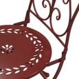 Table et chaises de jardin en métal laqué rouge-2