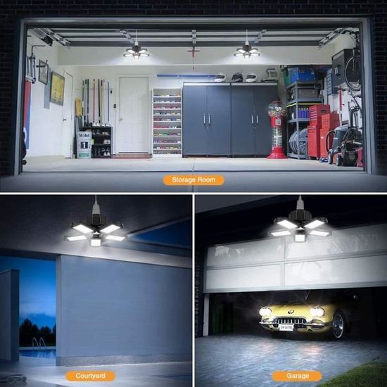 marque generique - 80W LED Garage Lumières, 6500K LED Garage Plafond  Luminaires LED Light Shop avec Réglable Multi-Position Des Panneaux LED  Lumière pour Atelier - Plafonniers - Rue du Commerce