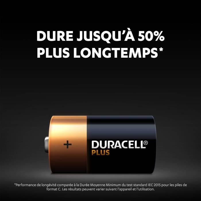 Duracell Plus, lot de 4 piles alcalines type C 1,5 Volts, LR14 - Cdiscount  Jeux - Jouets