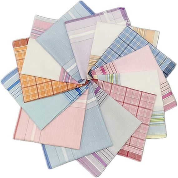 Mouchoirs En Coton 60S - Lot De 6 Ou 12 - 40x40cm - Motifs Rayures/Carreaux - HOULIFE