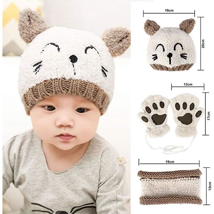 Bonnet Écharpe Set Chapeau Bonnet Enfant Hiver Bébé Tricoté Bonnet Set avec  Pompon Garçon Fille Chaud Tricoté Chapeau - Cdiscount Prêt-à-Porter