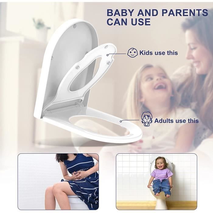 Abattant wc, reducteur toilette familial avec siège enfant, frein