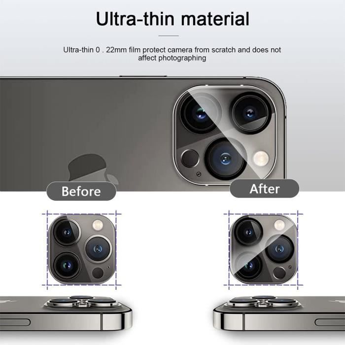 Verre trempé Pour Apple iPhone 14 Pro Max [3 Pack Ecran + 2 Pack Caméra]  Haute résistance - Protection Avant + Arrière - Anti-traces