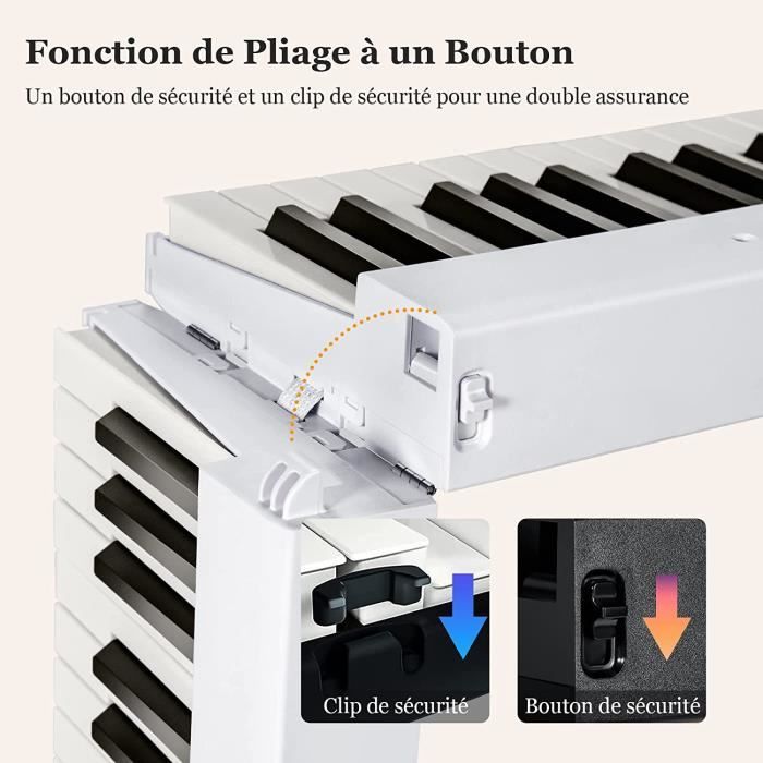 Piano électrique 88 touches avec triple pédale et support de piano, prend  en charge le micro audio MIDI USB et les écouteurs, clavier classique pour  adultes, enfants et débutants : : Instruments