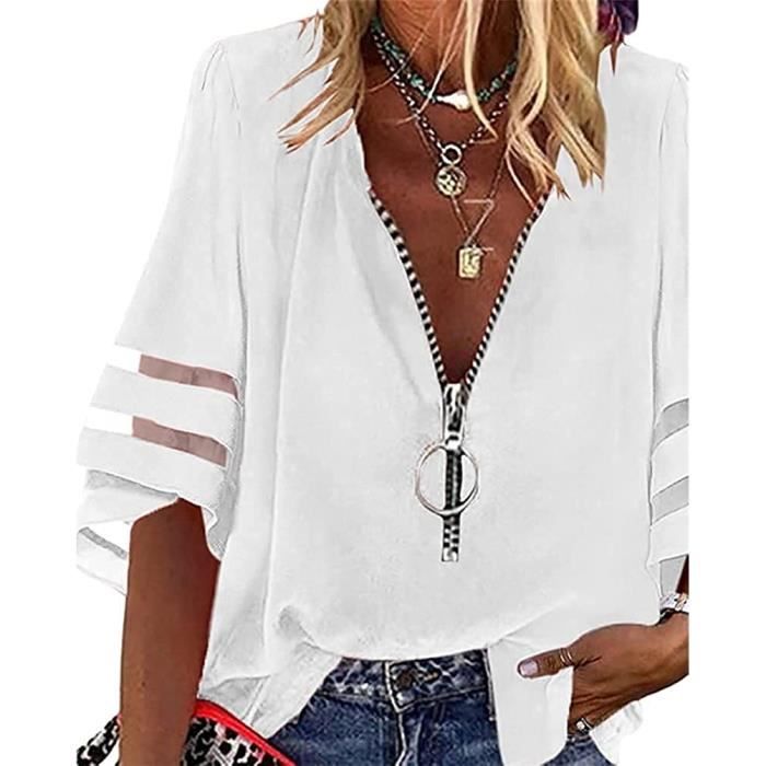 White Blouse Mousseline Femme Blouse Femme Tunique Mousseline