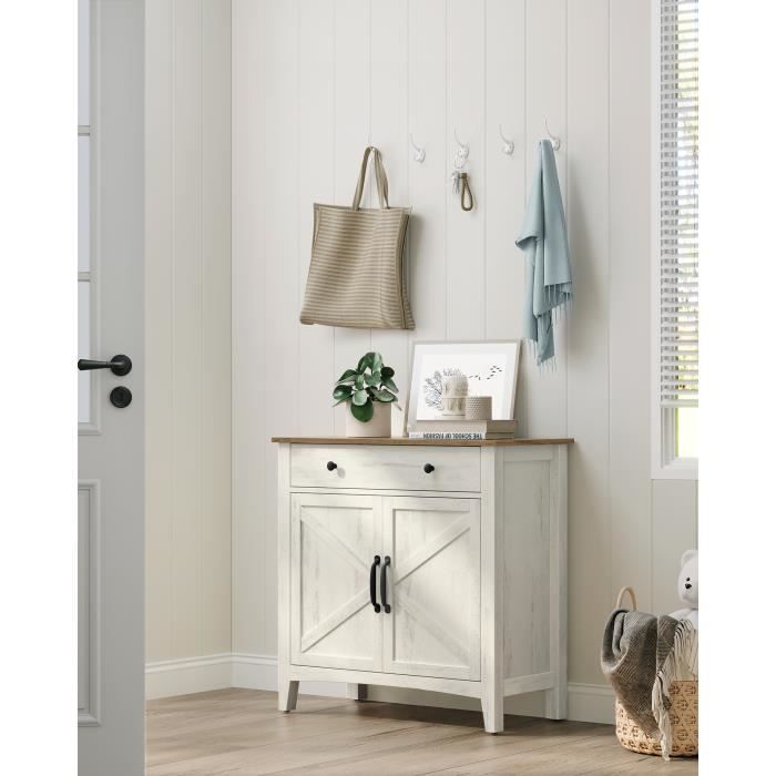 Buffet VASAGLE Lot De 2 - Meuble De Rangement Style Campagne, 40x80x80 Cm, Blanc Rustique & Marron Miel