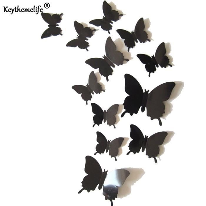 LUTER 24pcs 3D Papillon Stickers Muraux 4 Tailles Papillon