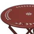 Table et chaises de jardin en métal laqué rouge-3