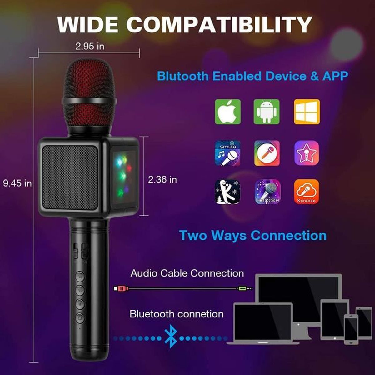 Microphone Karaoké Sans Fil, Cocopa Bluetooth Micro Portable Haut Parleur  Intégré Chanter Player Karaoké Compatible avec iPhone Andr - Cdiscount TV  Son Photo