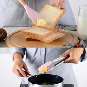 Lot De 10 Ustensiles De Cuisine En Silicone Avec Poignée Inox - Antiadhésifs, Résistants à La Chaleur Jusqu'à 230°C - Rouge