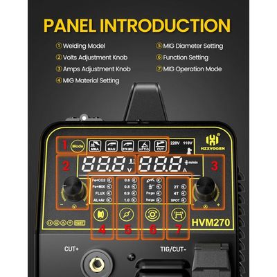HZXVOGEN MIG250 6 en 1 soudeuse en aluminium MMA/MIG/ascenseur TIG/bâton numérique semi-automatique onduleur Machine de soudage gaz soudeuse sans gaz  1420
