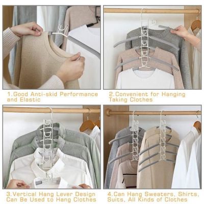 Lot De 2 Cintres Magiques 5 En 1 Gain De Place – Multi-Fonctions Anti-Dérapants Avec Éponge EVA Pour Jeans, Jupes, T-shirts & Pantalons