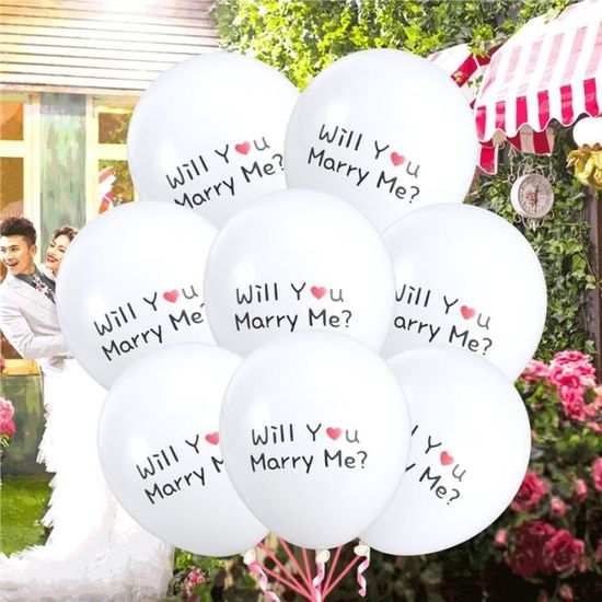 20 Ballons Ronds En Latex De 12 Po Avec Me Veux Tu Mépouser Pour Les Anniversaires Et Les Célébrations De Mariage Blanc