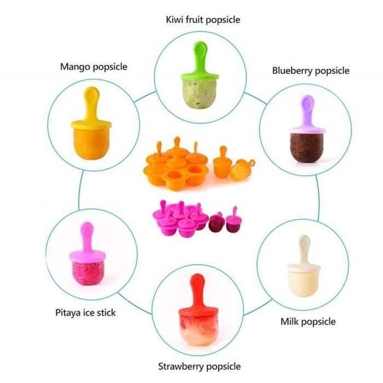 Bac A Glacons Moule Glace Moules Diy Reutilisable Beige Sans Bpa Ideal Pour Adultes Bebe Moulle A Glace Pp 4 Popsicles Cxssxling Moulle A Glace Enfant Couteaux Et Ustensiles De Cuisine Moules