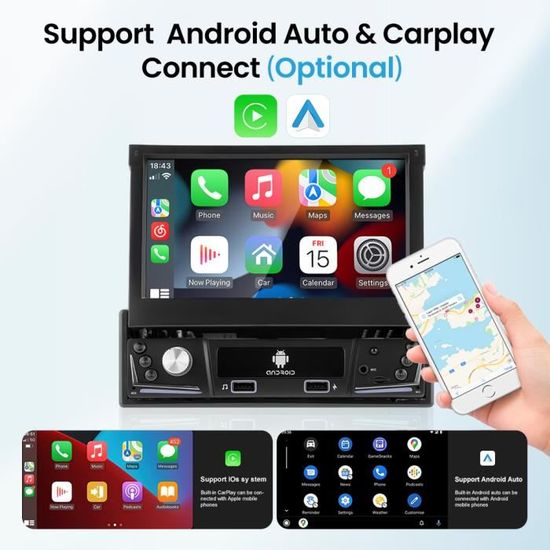 Autoradio 1 Din android avec écran rétractable – Nounéna