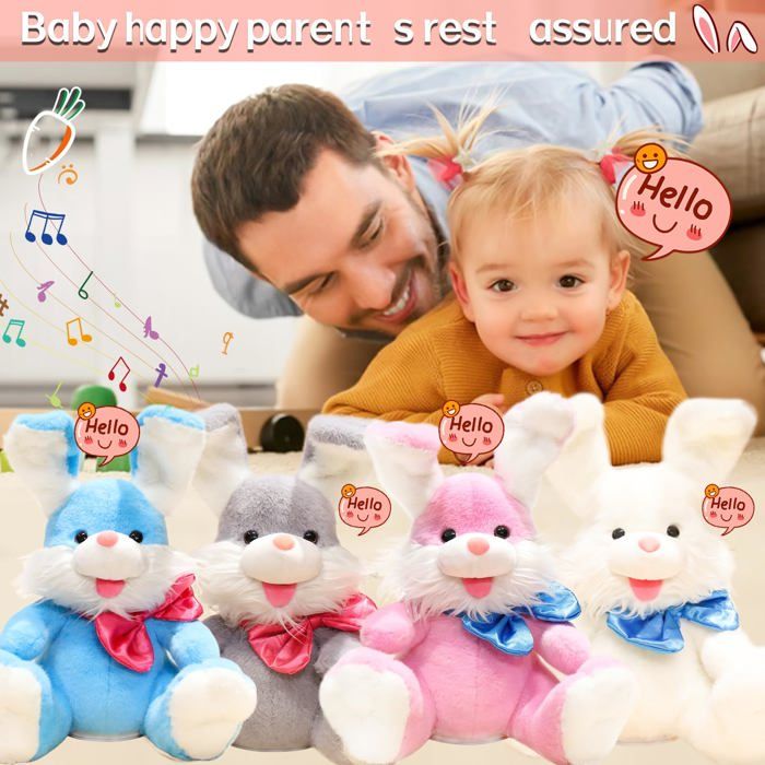 Peluche Lapin Interactif Parle Et Danse – Jouet Sensoriel Avec Lumières, Chansons Et Enregistrement, Cadeau Pour Filles, Dès 3 Ans