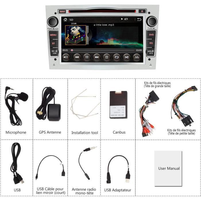 AWESAFE Autoradio 2 Din pour Peugeot 3008/5008(2009-2016) avec 7 Pouces  Écran Tactile,Lecteur DVD/CD avec GPS Bluetooth FM SD RDS - Cdiscount Auto