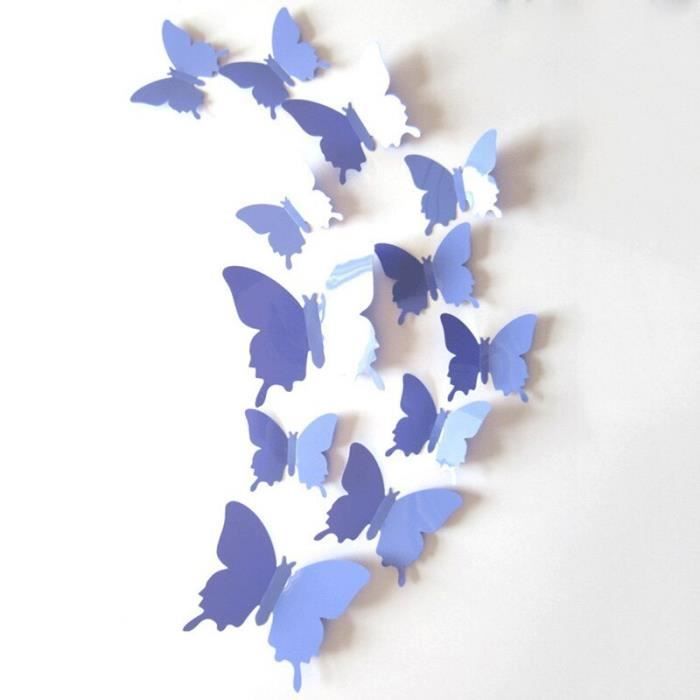 Lot de 12 stickers Muraux papillons 3D - 12 pièces pour 4,000 DT