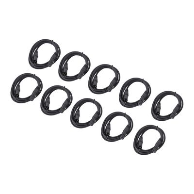 Lot De 10 Câbles DMX 2m - Connecteurs XLR 3 Broches Pour éclairage Scène (têtes Mobiles, Spots) - Signal DMX512 - 5