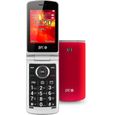SPC Opal - Téléphone mobile à clapet, grand écran, grandes lettres et touches, volume extra fort, configuration à distance, rouge-0