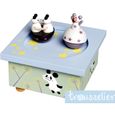 Boîte à musique en bois Panda TROUSSELIER - Principe d'aimants - 11.5x11.5cm-0