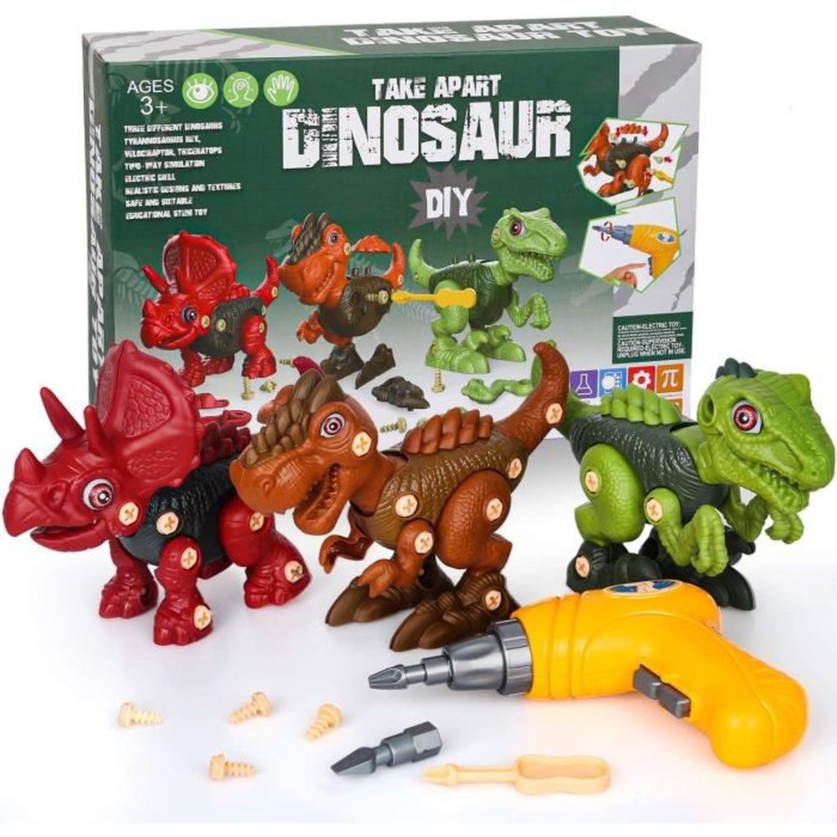 Demontage Jouet Dinosaure Avec Perceuse Diy Jeux De Construction Anniversaire Dinosaure Cadeau Garcon Enfant Cdiscount