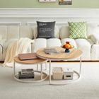 EGGREE Lot de 2 tables basses ronde gigogne-table salon scandinave-80x45cm/60x35cm-couleur chêne