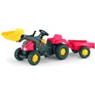 Tracteur à pédales enfant Rolly Kid X rouge avec remorque et pelle avant - Rolly Toys