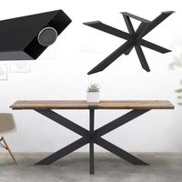 Pied de Table Spider Noir - ML-Design - 68x71x120 cm - Structure en Croix - Design Industriel